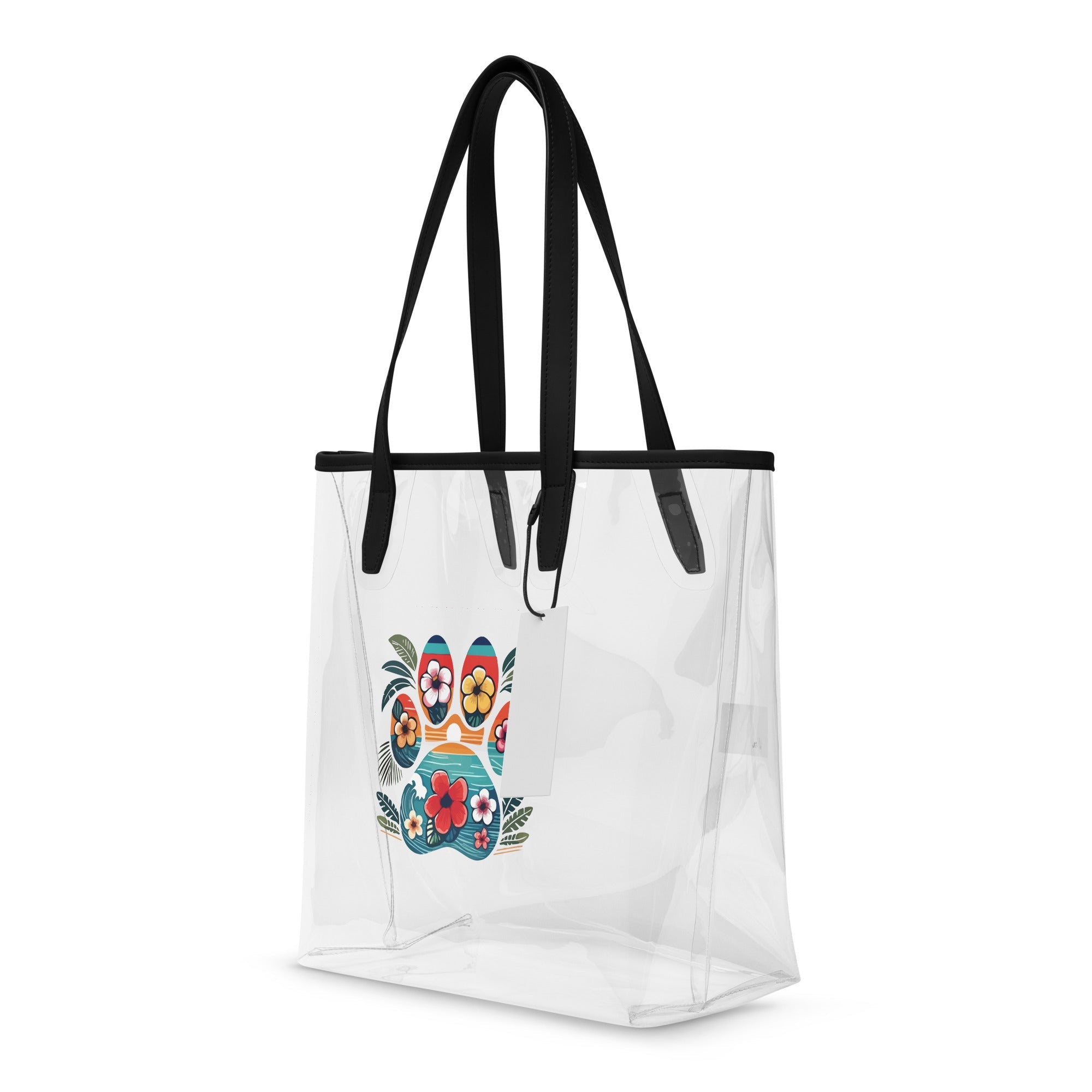 Tropical Paw Print Clear Tote Bag