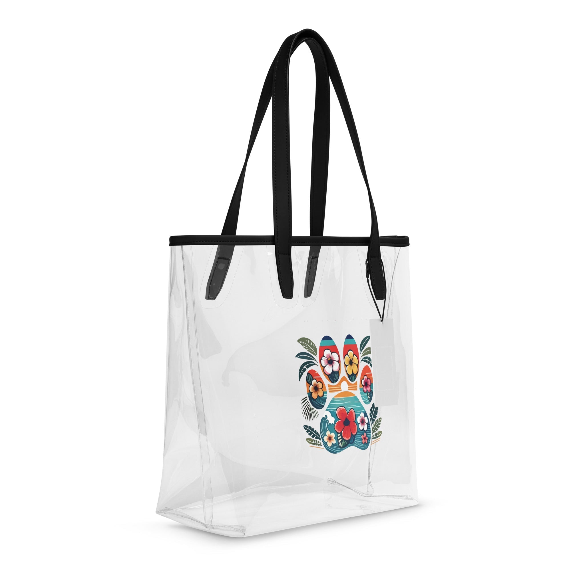 Tropical Paw Print Clear Tote Bag
