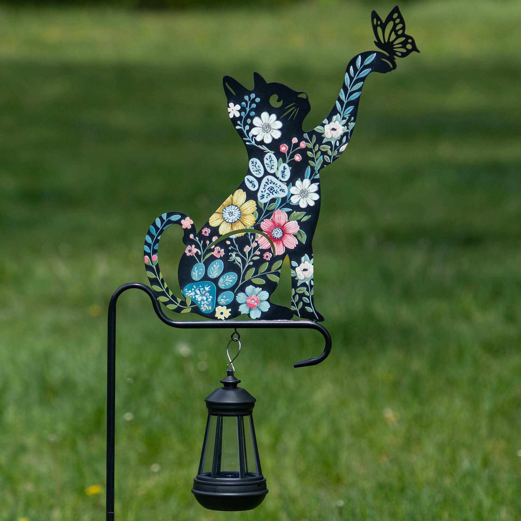 Floral Pet Silhouette Solar Light Garden Stake