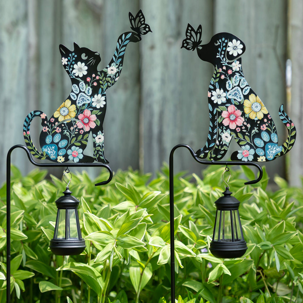 Floral Pet Silhouette Solar Light Garden Stake