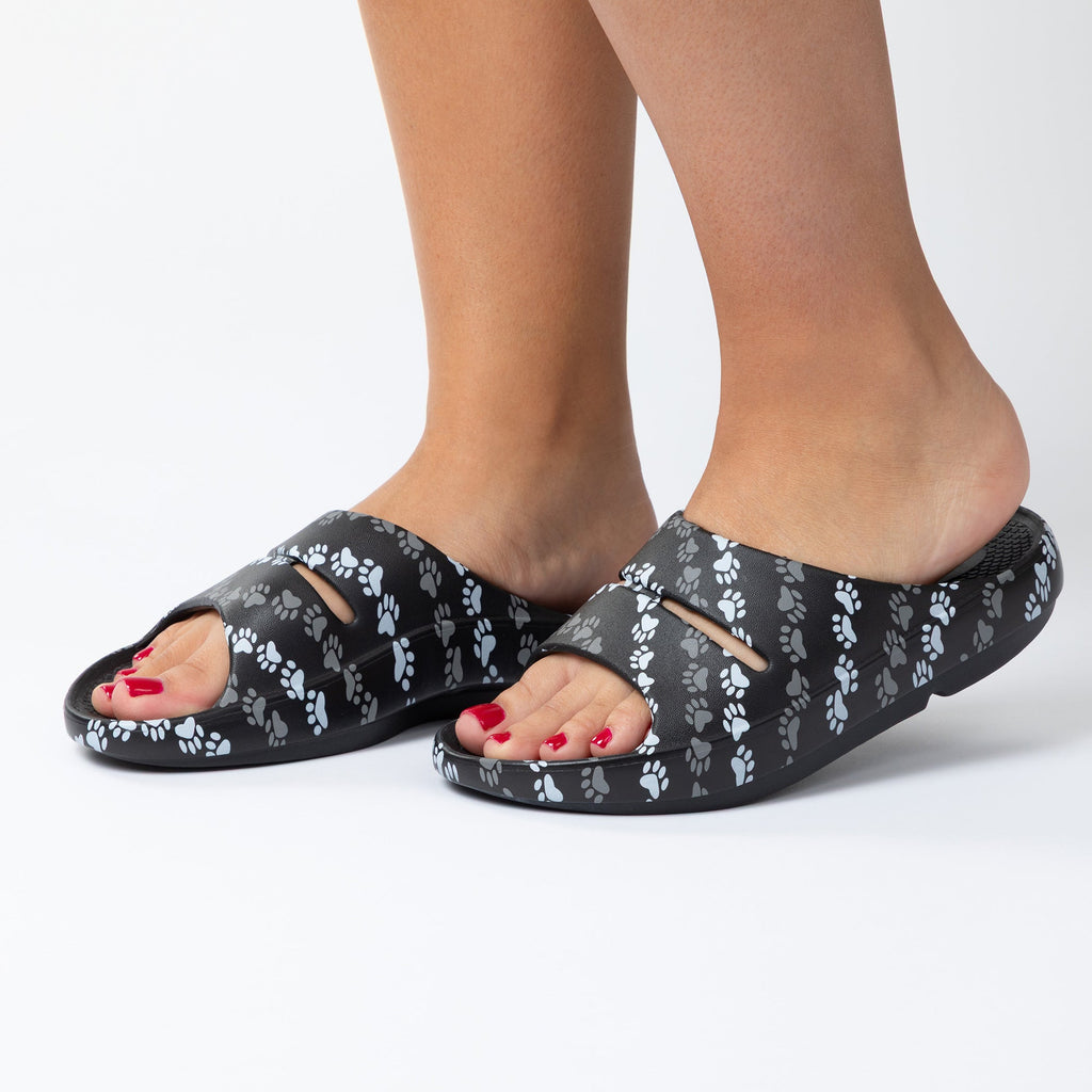 Paw Print Recovery Shock-Absorbing Traction Slide Sandals