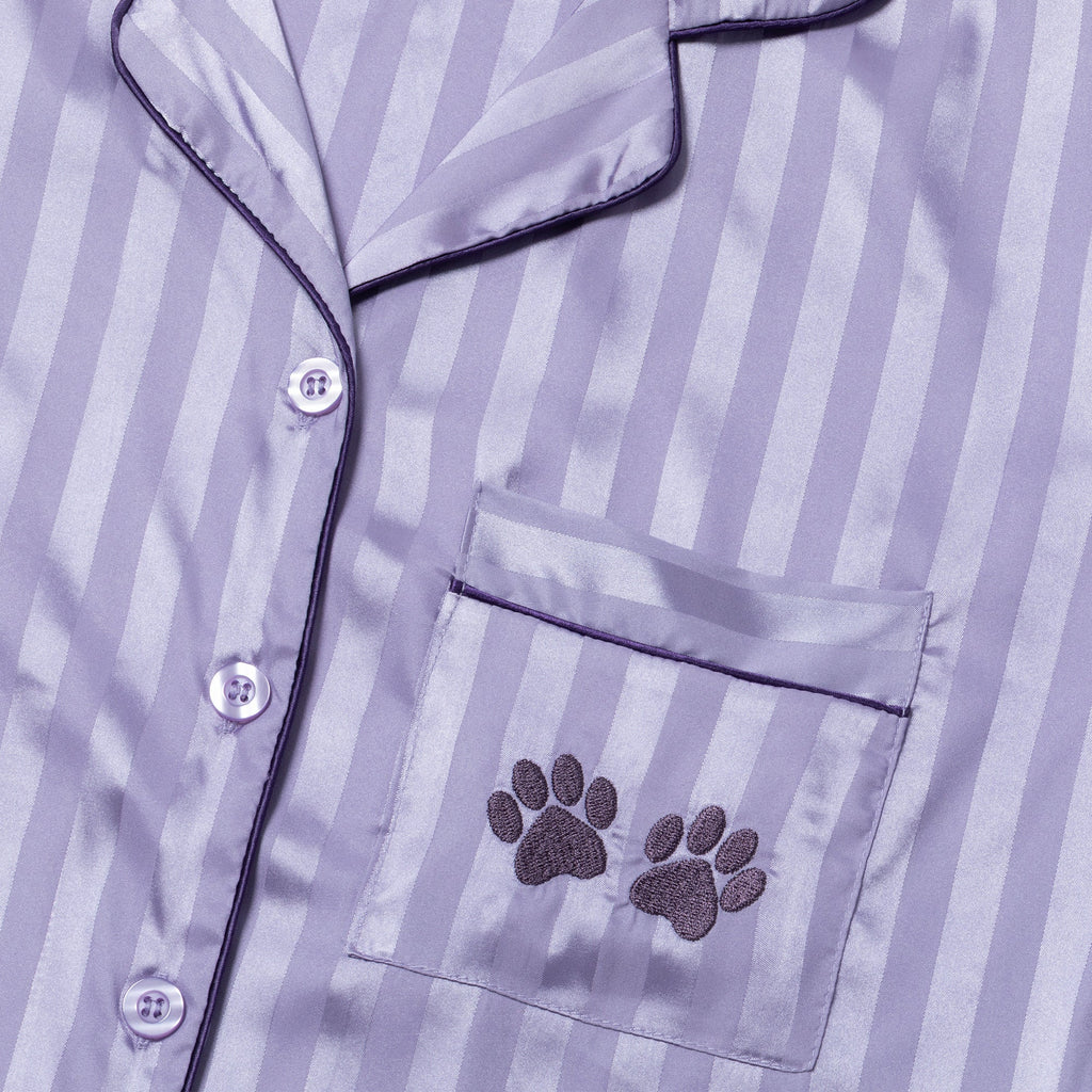 Luxe Satin Paw Print Pajama Short Set