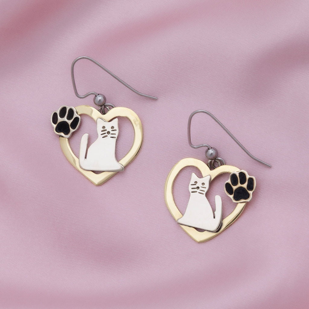 Cat & Dog Mixed Metal Earrings | Handmade, Fair Trade