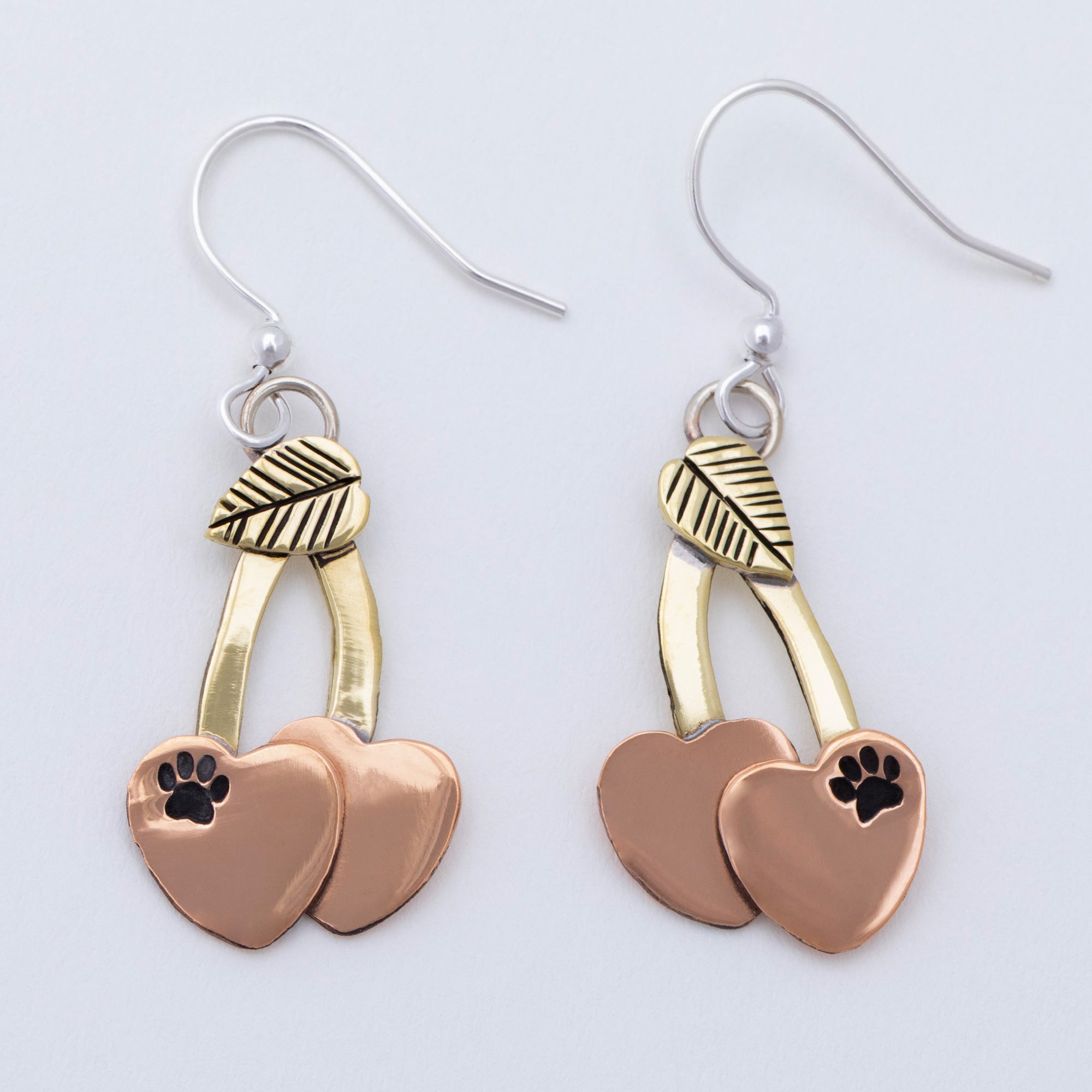 Cherry & Paw Print Fair Trade Dangle Earrings