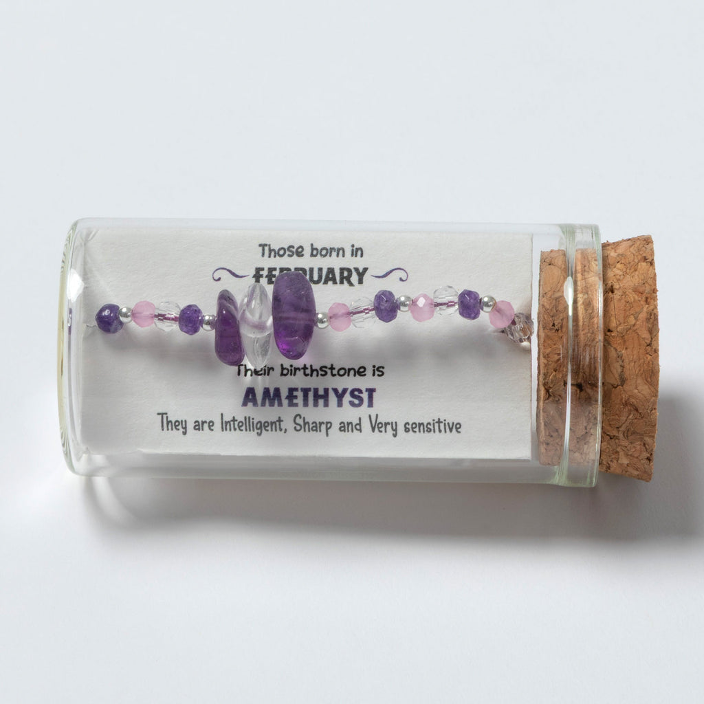 Message in a Bottle Birthstone Bracelet Gift