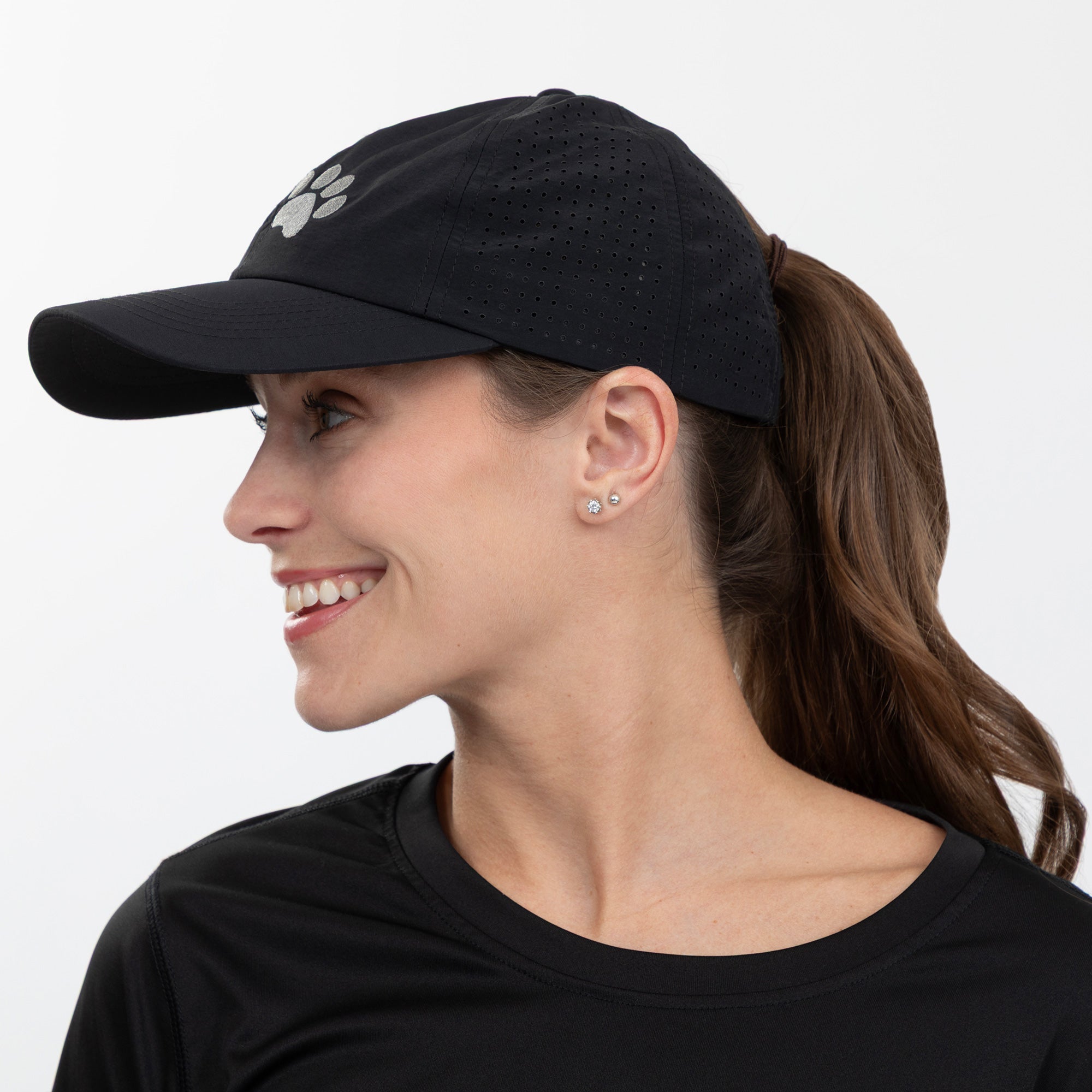 Paw Print Ponytail Baseball Cap - Breathable Mesh, Adjustable Fit
