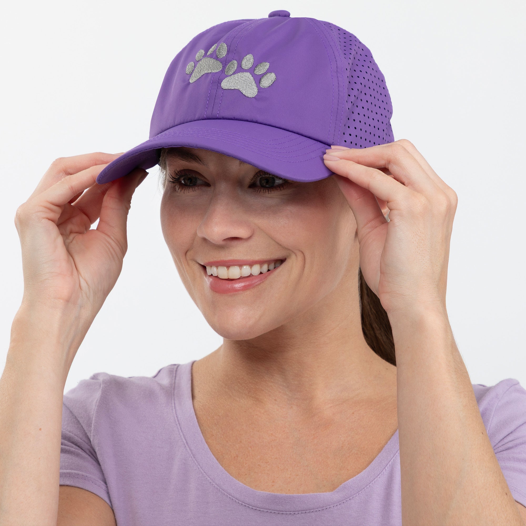 Paw Print Ponytail Baseball Cap - Breathable Mesh, Adjustable Fit