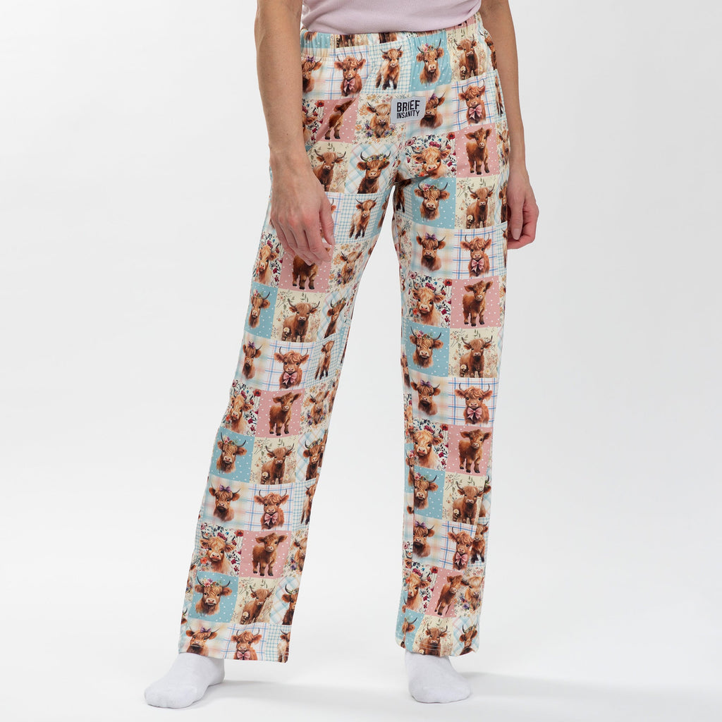 Highland Cow Quilt Lounge Pants with Pockets