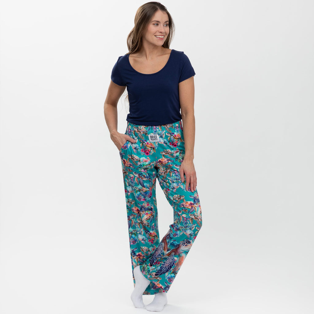 Tropical Sea Turtle Garden Lounge Pants with Pockets
