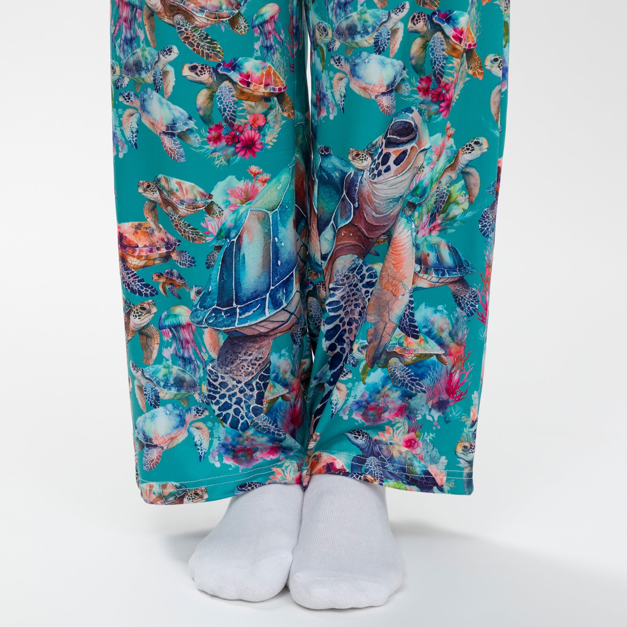 Tropical Sea Turtle Garden Lounge Pants with Pockets