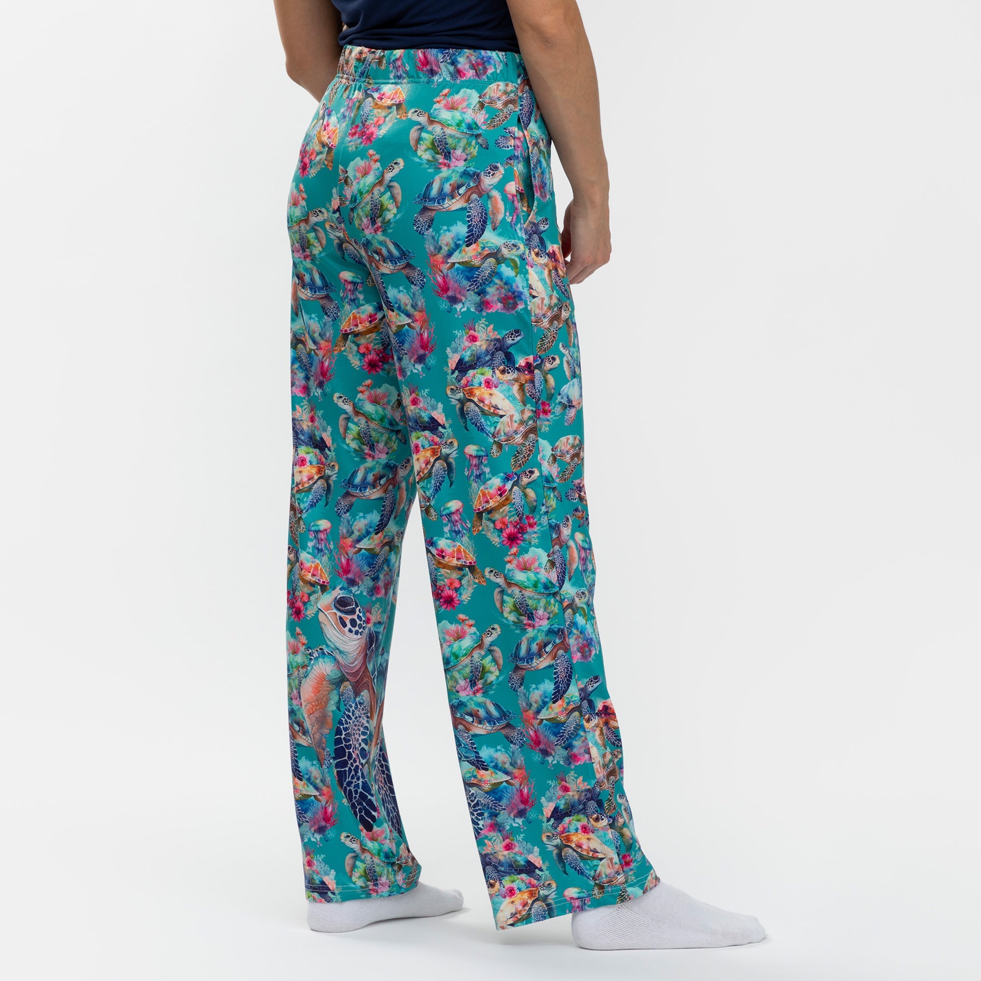 Tropical Sea Turtle Garden Lounge Pants with Pockets
