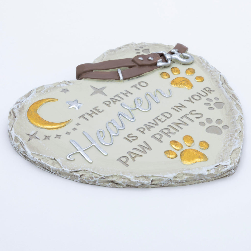 Paw Print Heart Memorial Pet Remembrance Garden Plaque Stone