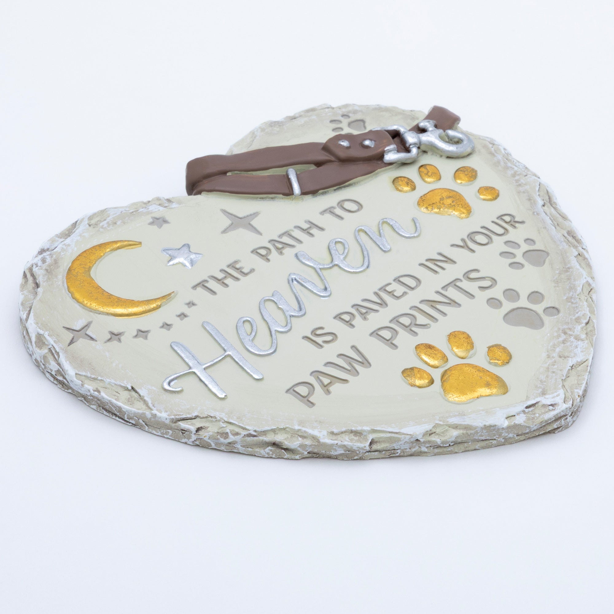 Paw Print Heart Memorial Pet Remembrance Garden Plaque Stone