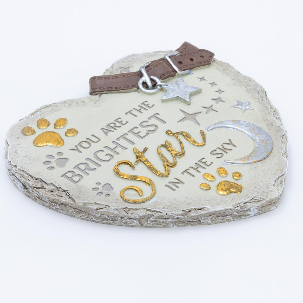 Paw Print Heart Memorial Pet Remembrance Garden Plaque Stone