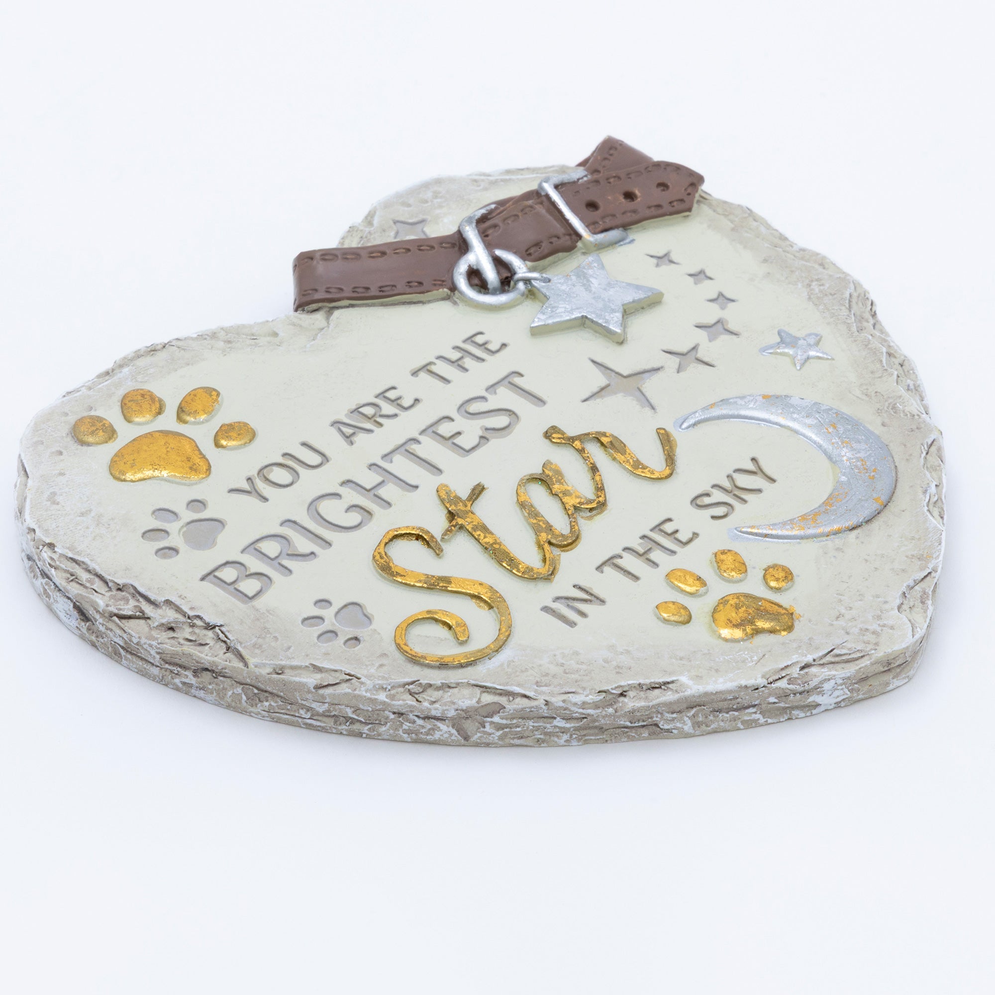 Paw Print Heart Memorial Pet Remembrance Garden Plaque Stone