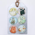Decorative Pet Lover Fridge Magnets | 6 Piece Cat & Dog Magnet Set with Rustic Metal Gift Tag