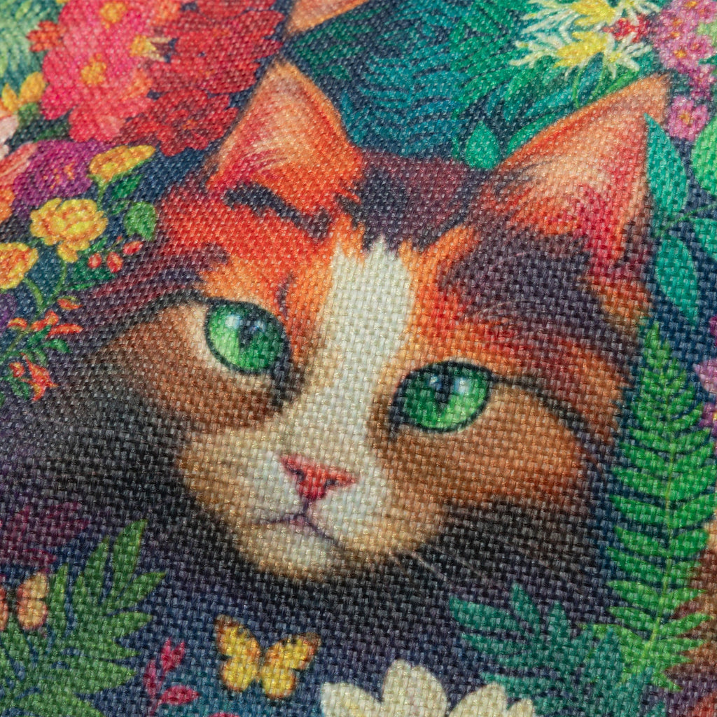 Colorful Floral Cat Tote Bag with Rope Handles