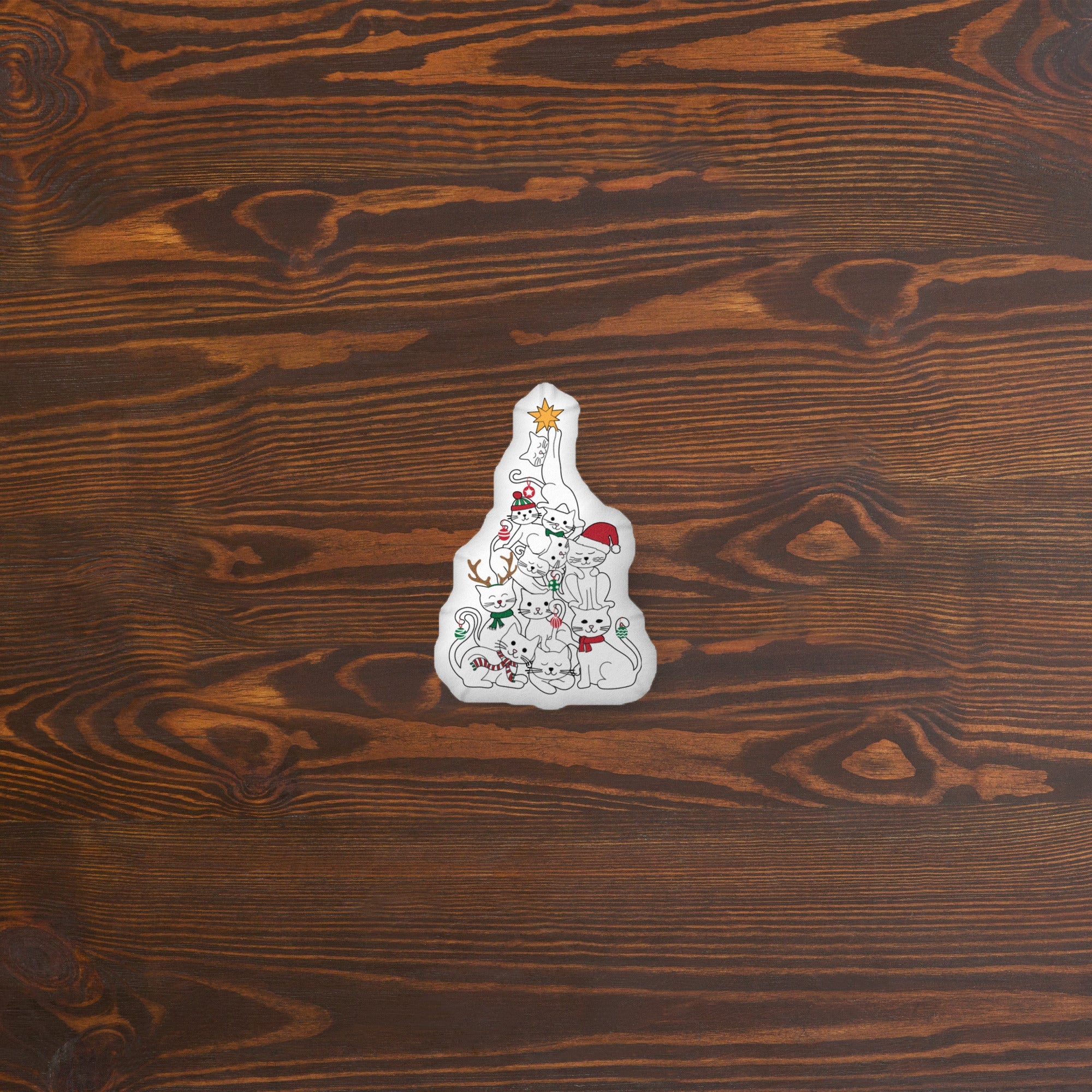 Festive Cats Christmas Tree Pillow