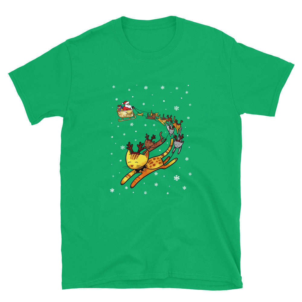 Christmas Cats & Santa's Sleigh T-Shirt