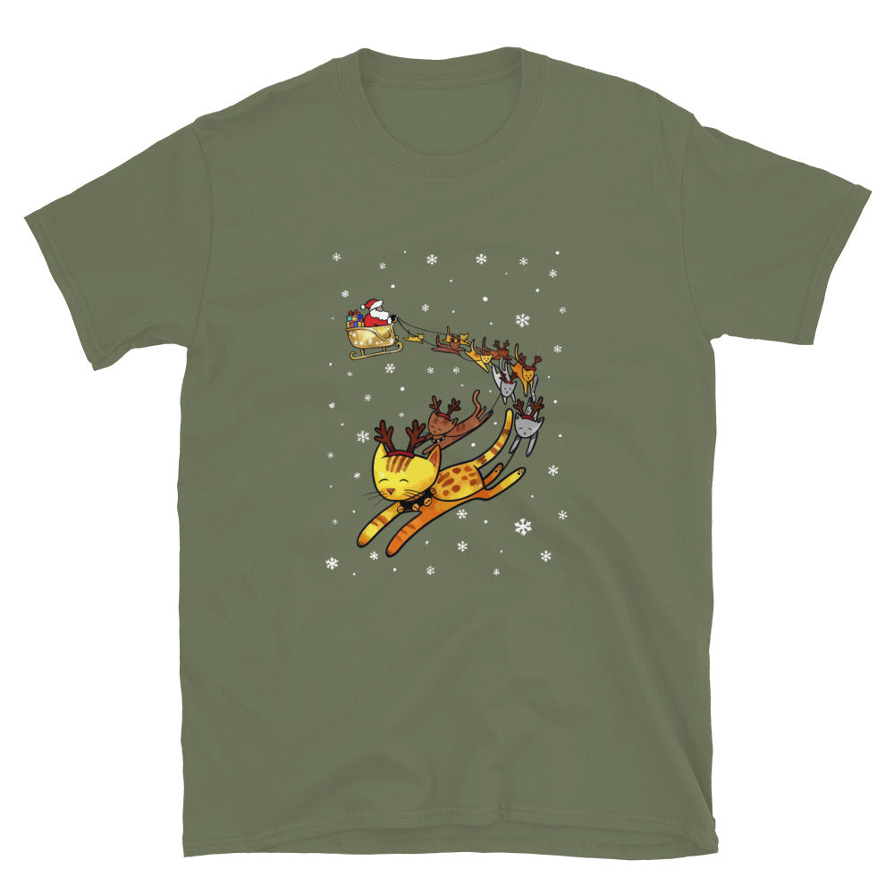Christmas Cats & Santa's Sleigh T-Shirt