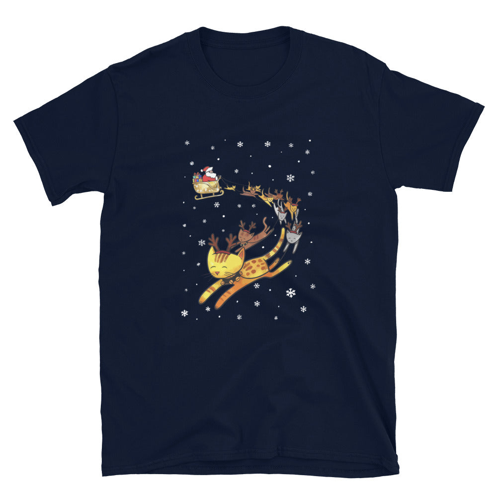 Christmas Cats & Santa's Sleigh T-Shirt