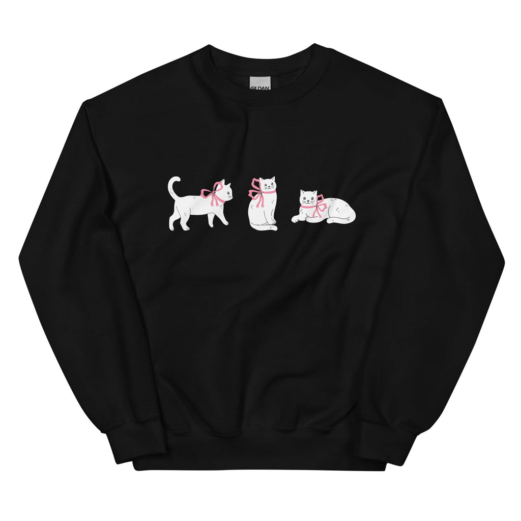 Sweet Cat With Pink Bow Crewneck Sweatshirt