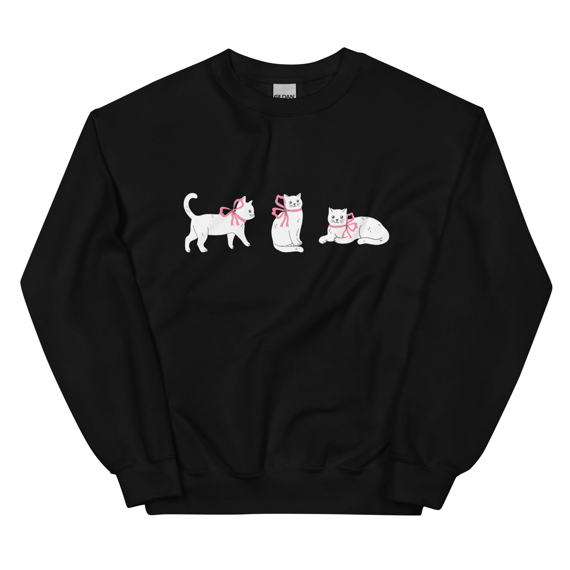 Sweet Cat With Pink Bow Crewneck Sweatshirt