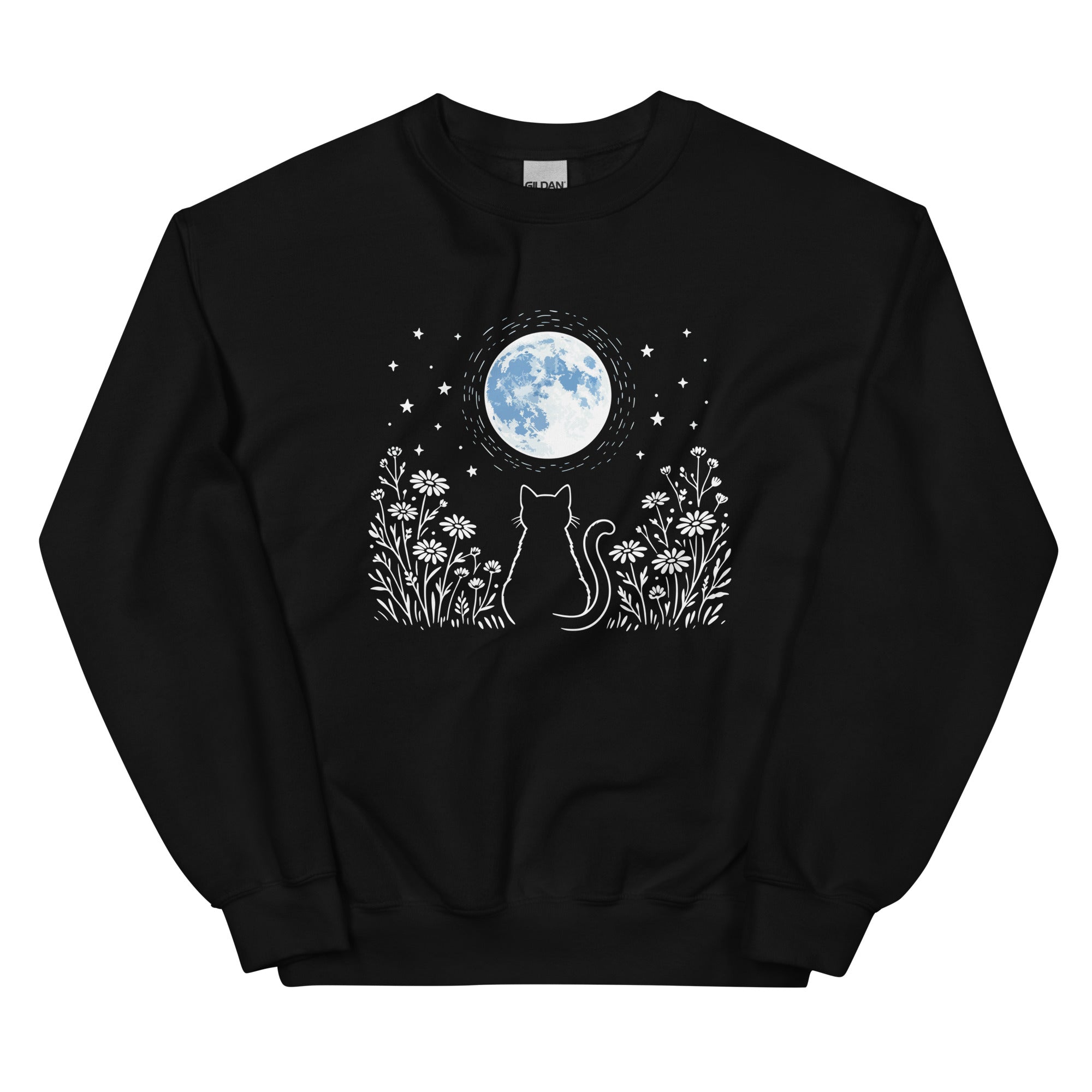 Eve of Summer Cat & Moon Crewneck Sweatshirt