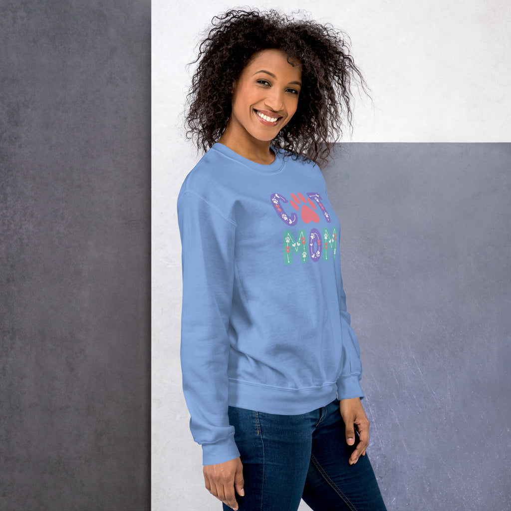 Cat Mom Pastel Vibes Crewneck Sweatshirt