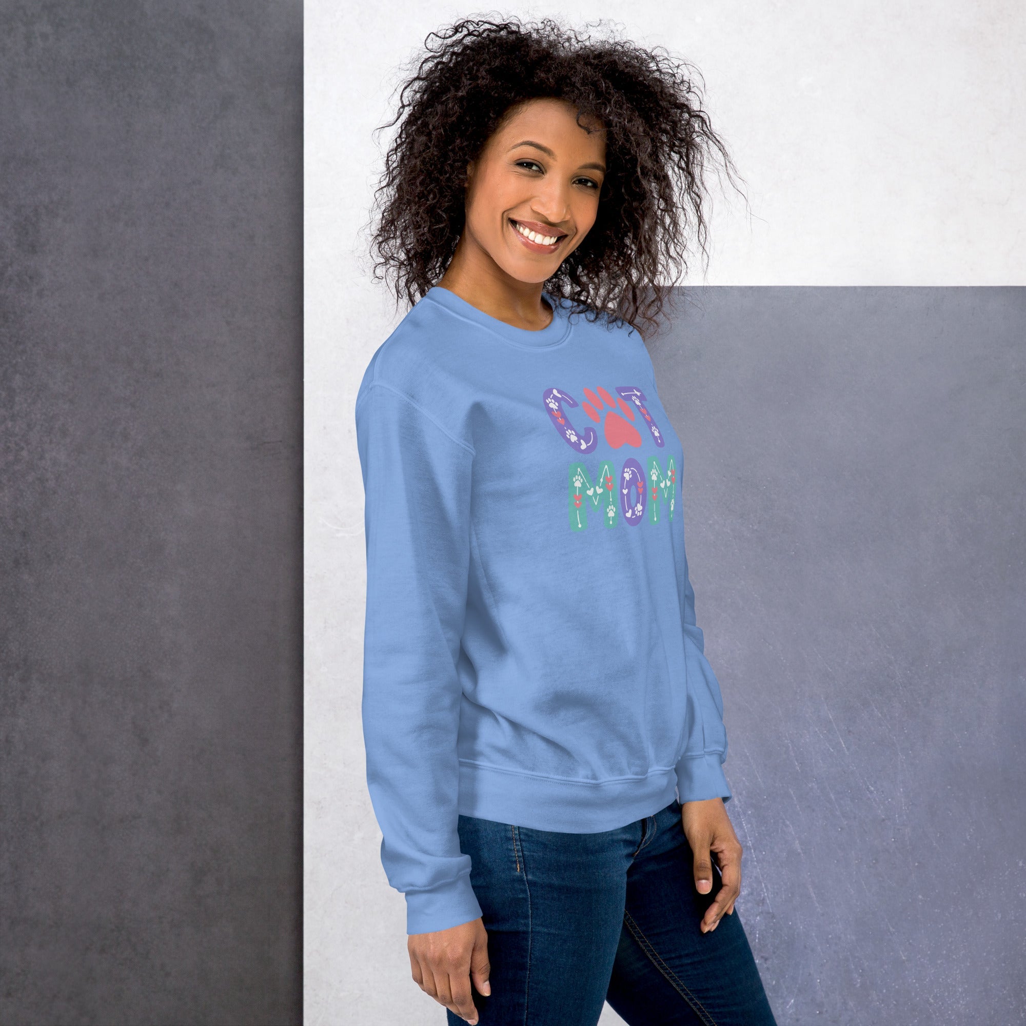 Cat Mom Pastel Vibes Crewneck Sweatshirt
