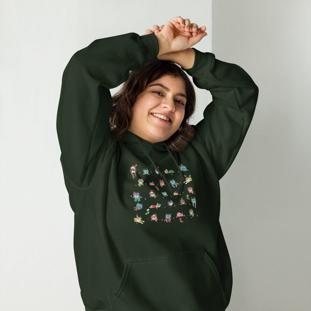 Peeping Pets Holiday Cats Hoodie