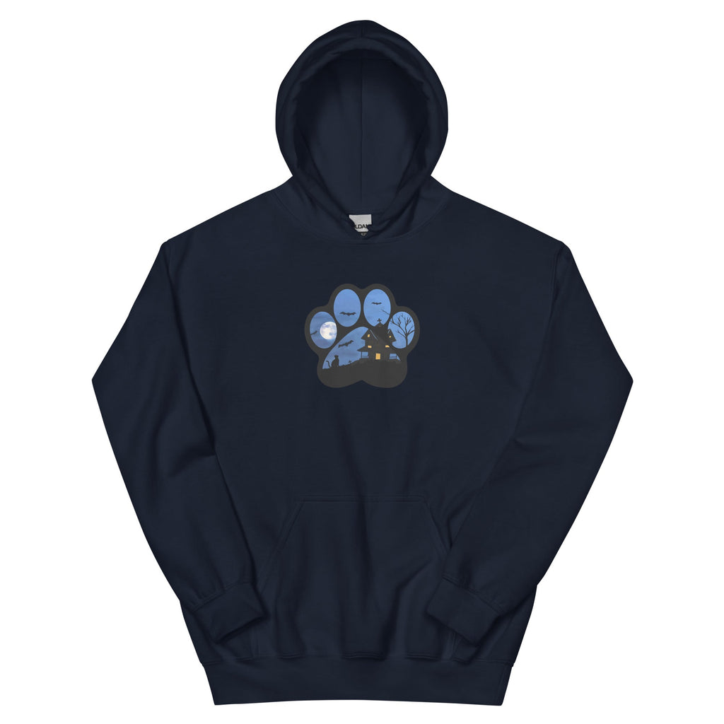 Haunted House Paw Print Hoodie