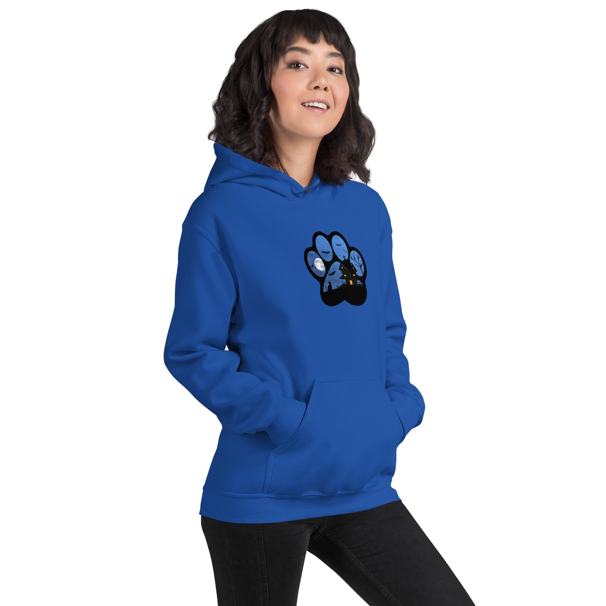 Haunted House Paw Print Hoodie