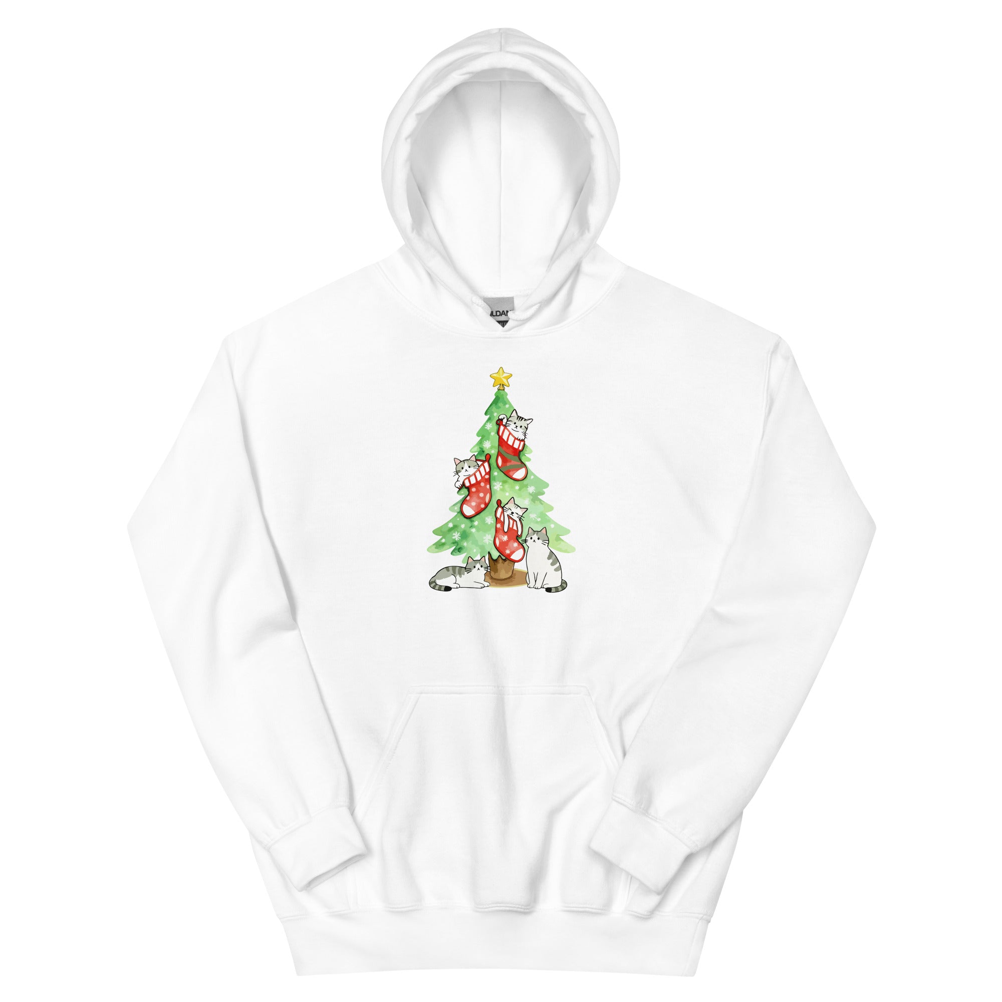 Cute Christmas Cats & Stockings Hoodie