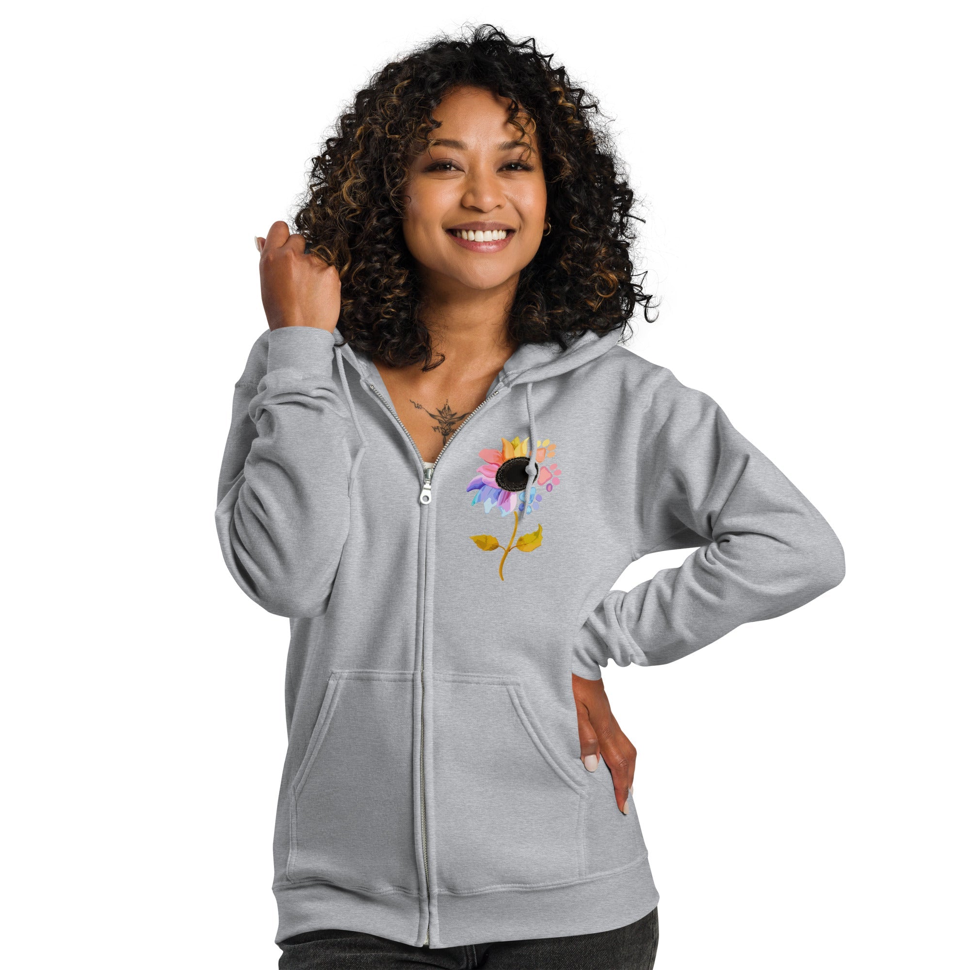 Flower Paws & Petals Zip Hoodie