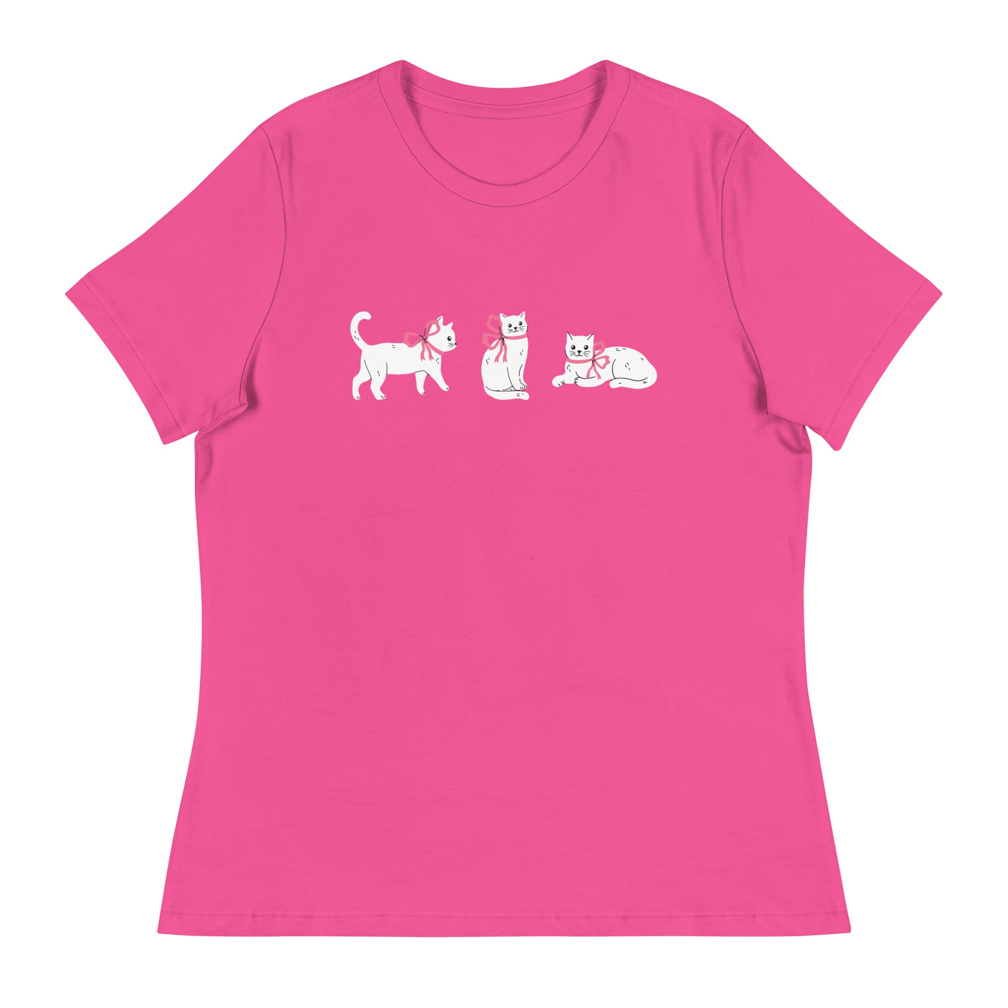 Sweet Cat With Pink Bow Women's Relaxed T-Shirt