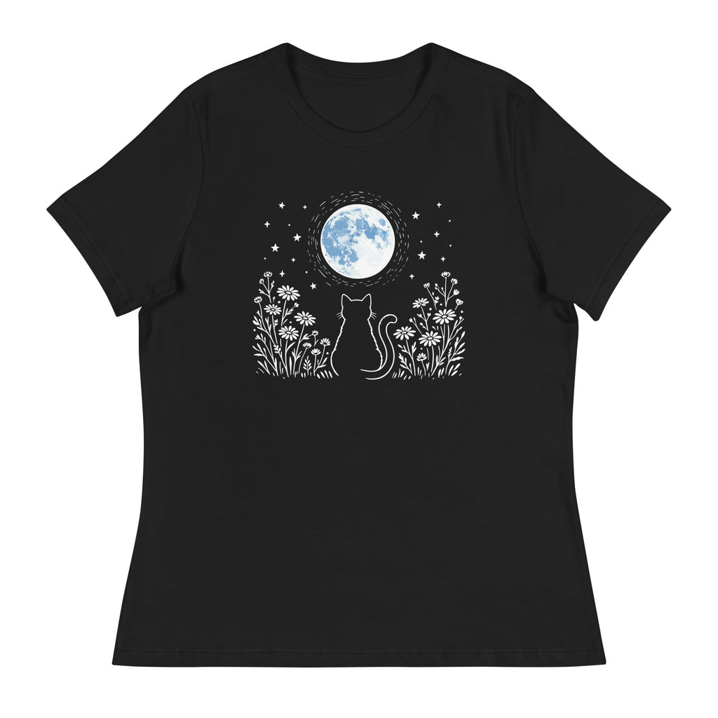 Eve of Summer Cat & Moon Women's Relaxed T-Shirt