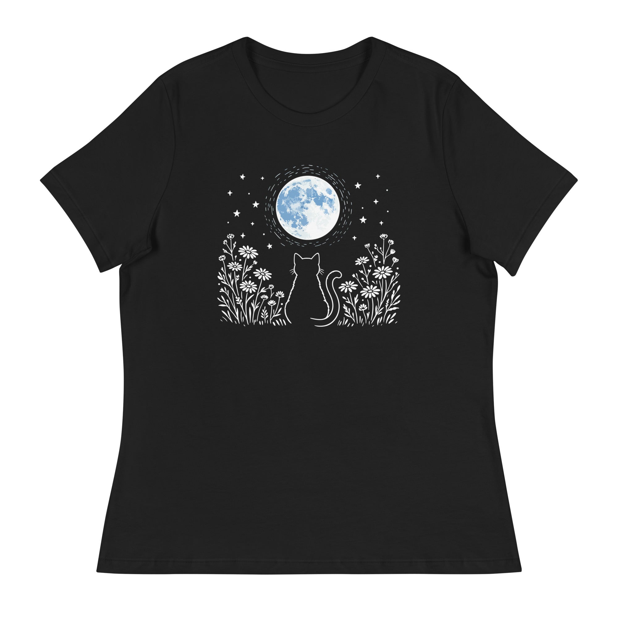 Eve of Summer Cat & Moon Women's Relaxed T-Shirt