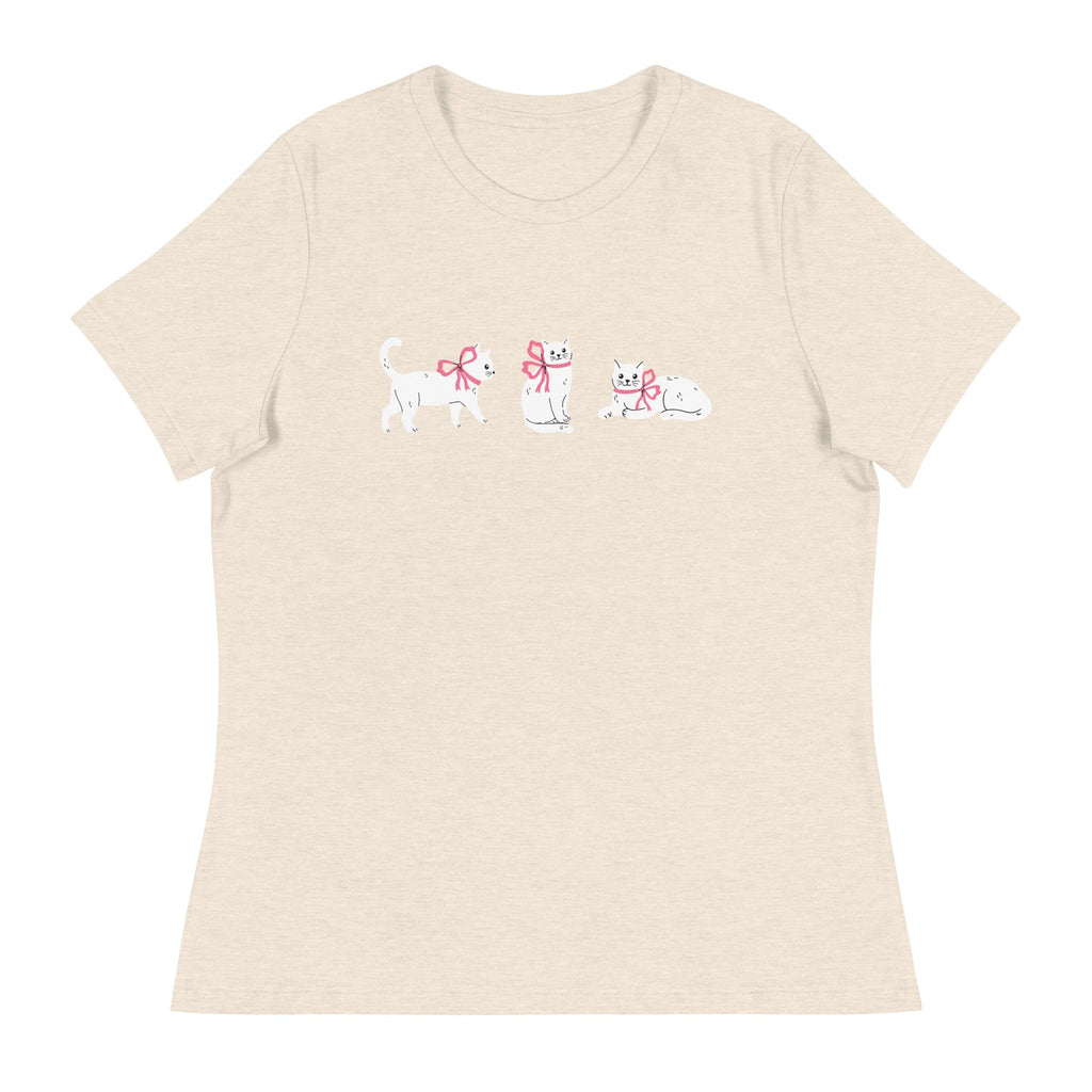 Sweet Cat With Pink Bow Women's Relaxed T-Shirt