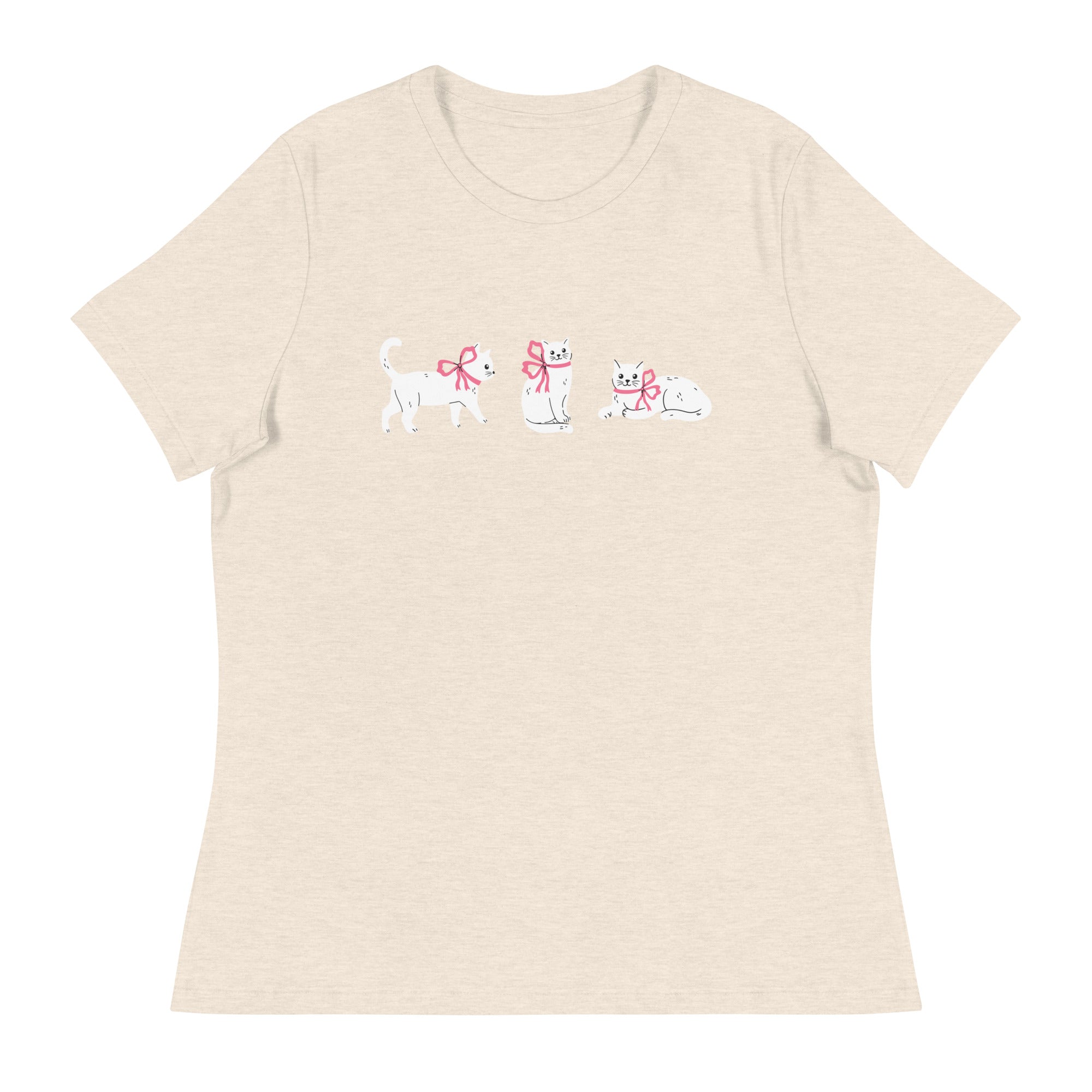 Sweet Cat With Pink Bow Women's Relaxed T-Shirt