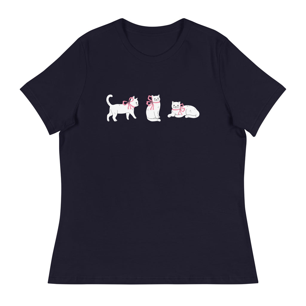 Sweet Cat With Pink Bow Women's Relaxed T-Shirt