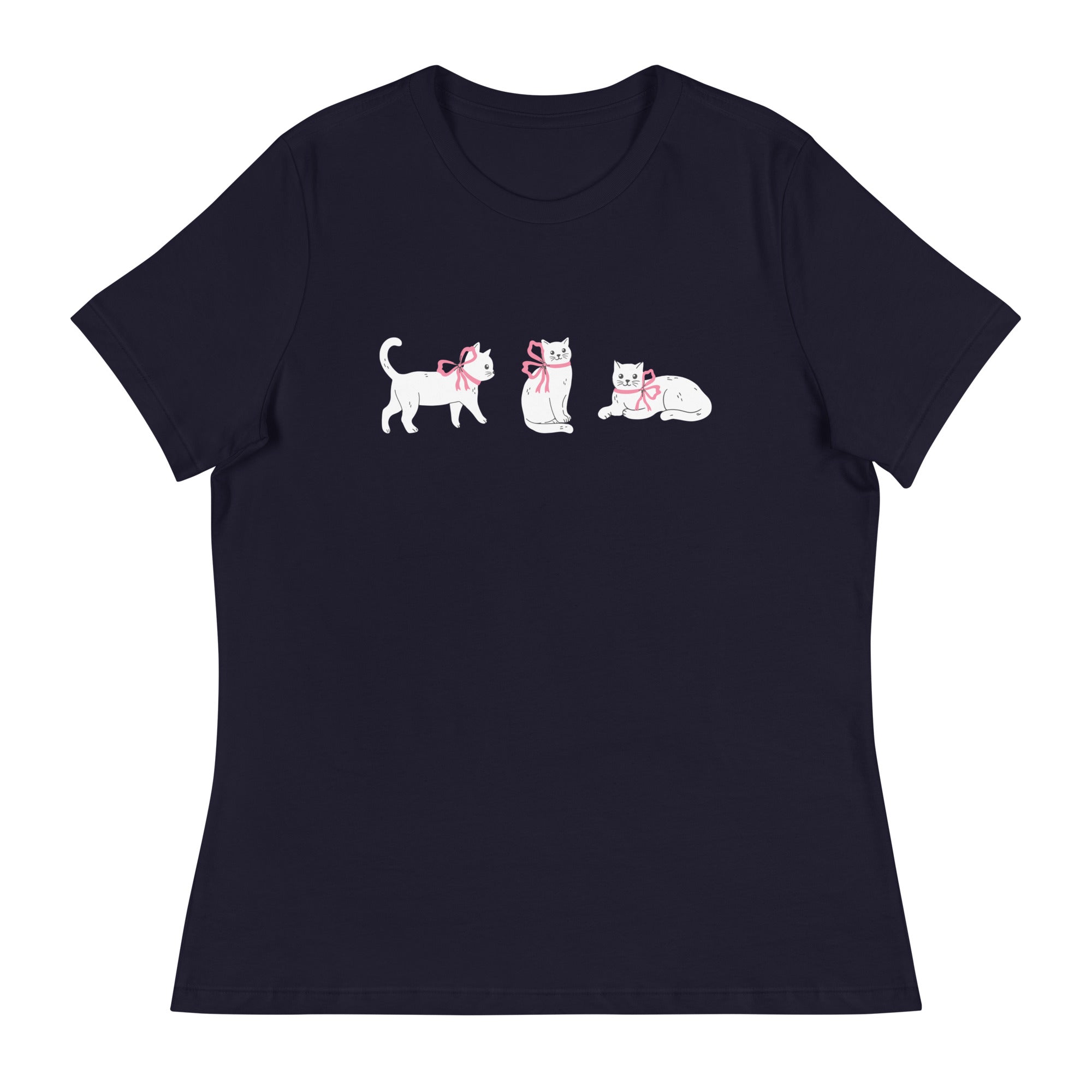 Sweet Cat With Pink Bow Women's Relaxed T-Shirt